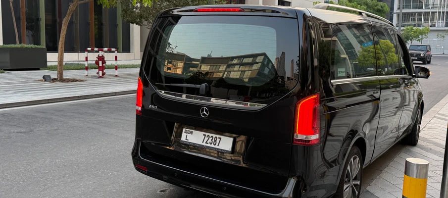 Dubai airport transfers v-class at DXB terminal