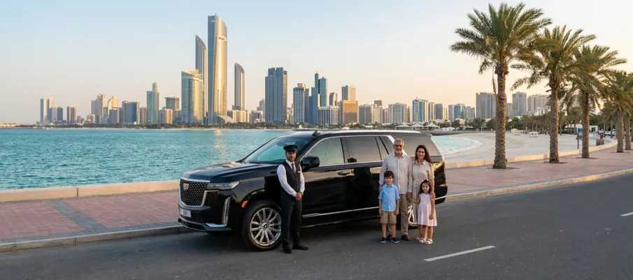 Family group on Abu Dhabi city tour from Dubai with private driver