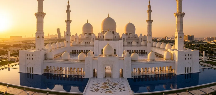 Abu Dhabi city tour from Dubai — Sheikh Zayed Grand Mosque exterior view